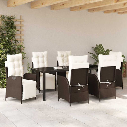 Garten Essgruppe mit Kissen 7 pcs Braun Poly-Rattan