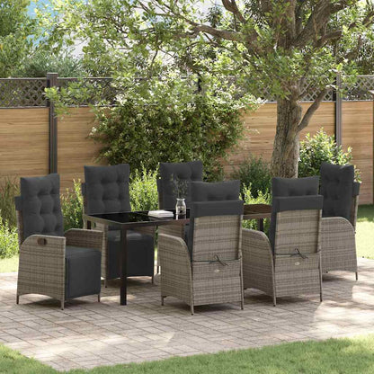 Garten Essgruppe mit Kissen 7 pcs Grau Poly-Rattan
