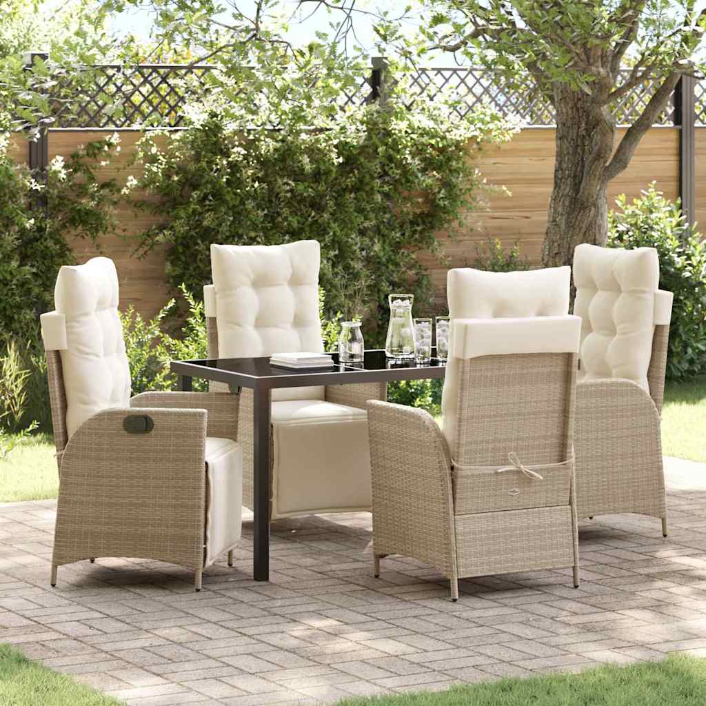 Garten Essgruppe mit Kissen 5 pcs Beige Poly-Rattan