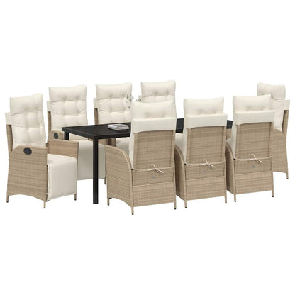 Garten Essgruppe mit Kissen 9 pcs Beige Poly-Rattan