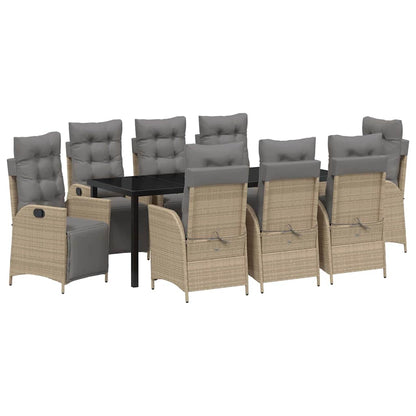 Garten Essgruppe mit Kissen 9 pcs Beige Poly-Rattan