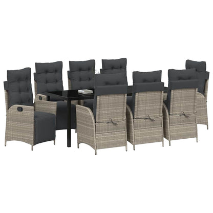 Garten Essgruppe mit Kissen 9 pcs Hellgrau Poly-Rattan