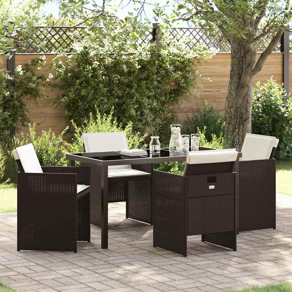 Garten Essgruppe 5 pcs Braun Poly-Rattan