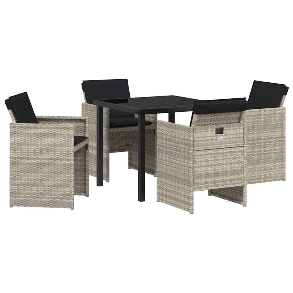 vidaXL Garten Essgruppe 5 pcs Hellgrau Poly-Rattan