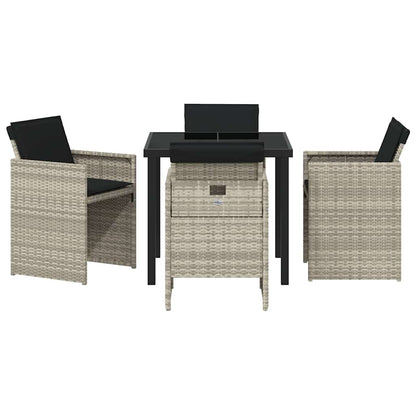 vidaXL Garten Essgruppe 5 pcs Hellgrau Poly-Rattan