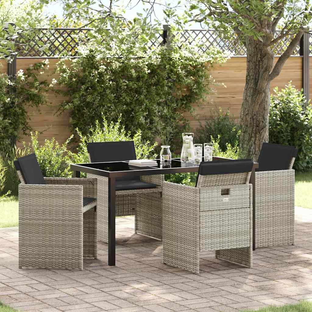 vidaXL Garten Essgruppe 5 pcs Hellgrau Poly-Rattan
