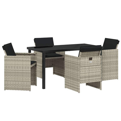 vidaXL Garten Essgruppe 5 pcs Hellgrau Poly-Rattan