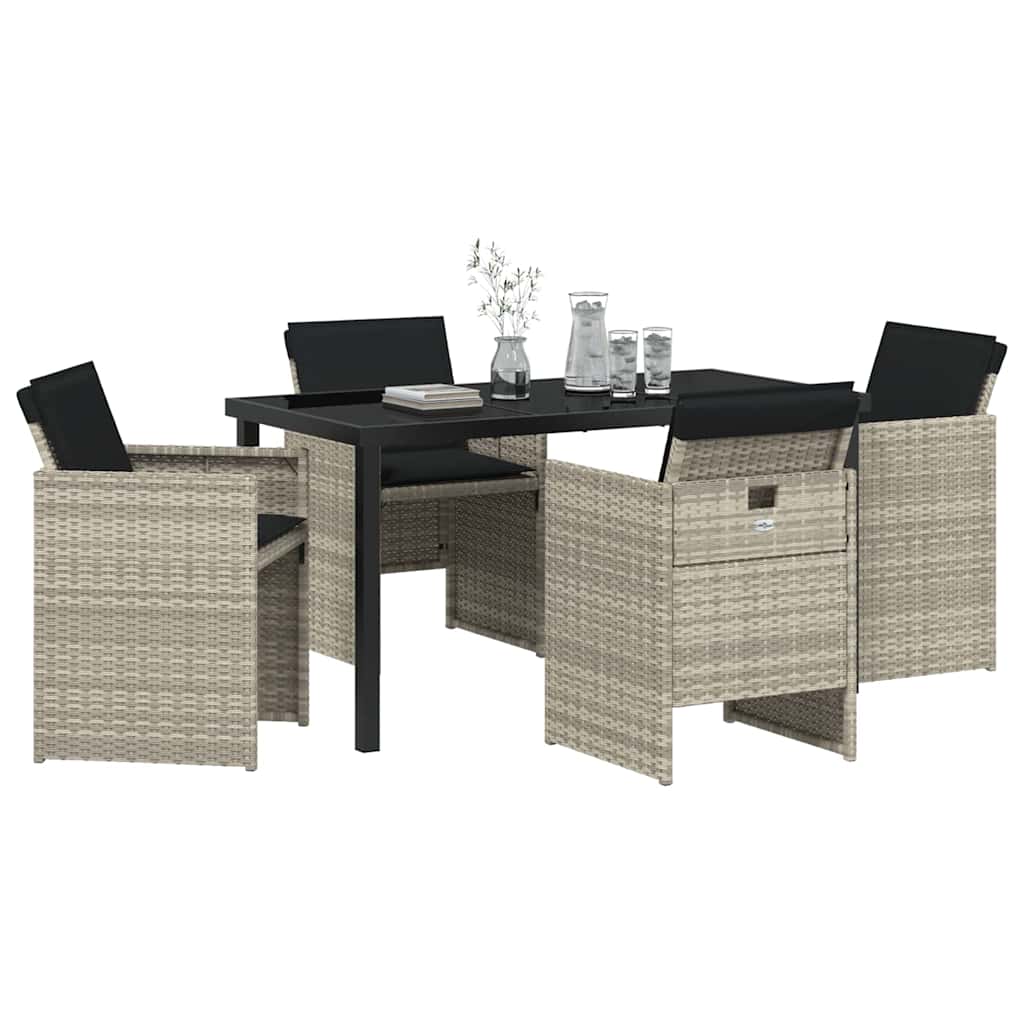 vidaXL Garten Essgruppe 5 pcs Hellgrau Poly-Rattan
