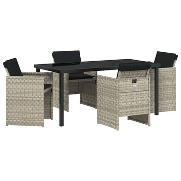 vidaXL Garten Essgruppe 5 pcs Hellgrau Poly-Rattan