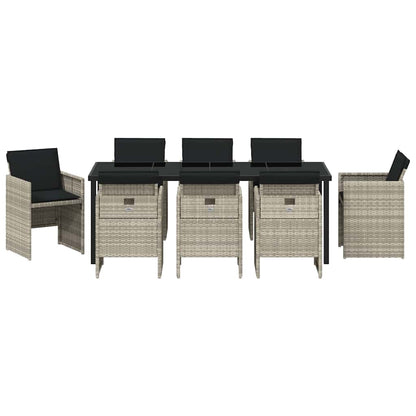 vidaXL Garten Essgruppe 9 pcs Hellgrau Poly-Rattan