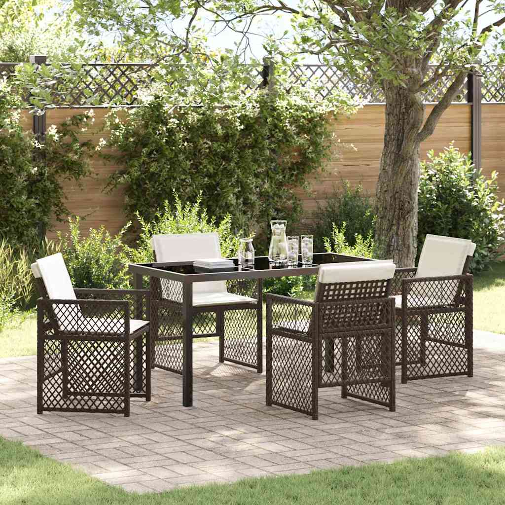 Garten Essgruppe 5 pcs Braun Poly-Rattan