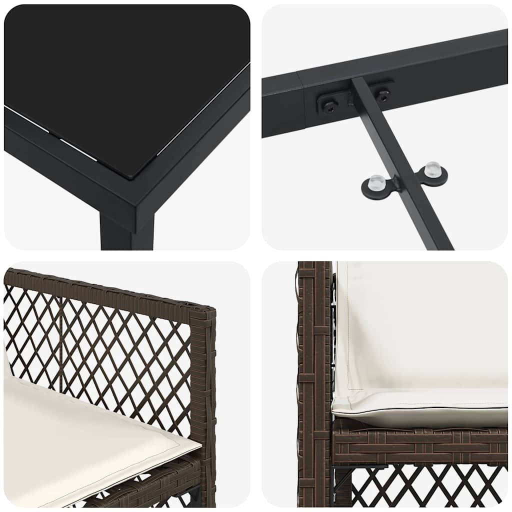 Garten Essgruppe 9 pcs Braun Poly-Rattan