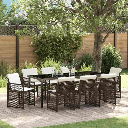 Garten Essgruppe 9 pcs Braun Poly-Rattan