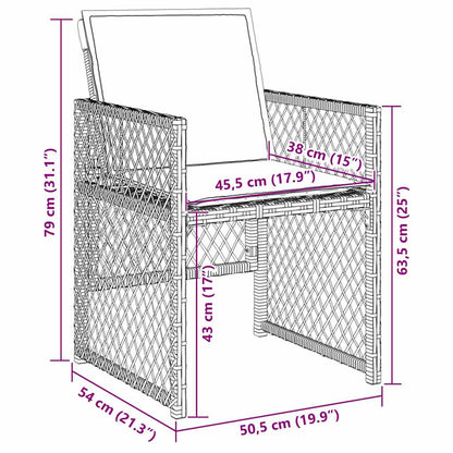 Garten Essgruppe 9 pcs Braun Poly-Rattan