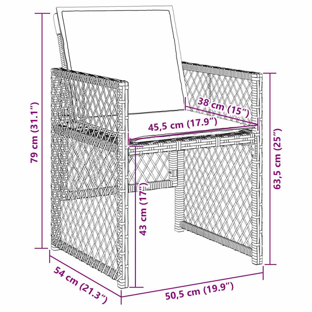 Garten Essgruppe 9 pcs Beige Poly-Rattan