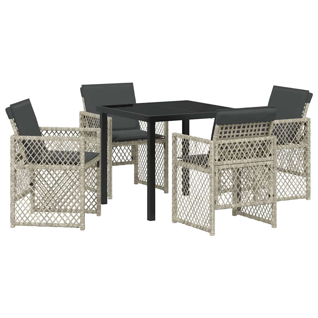 vidaXL Garten Essgruppe 5 pcs Hellgrau Poly-Rattan