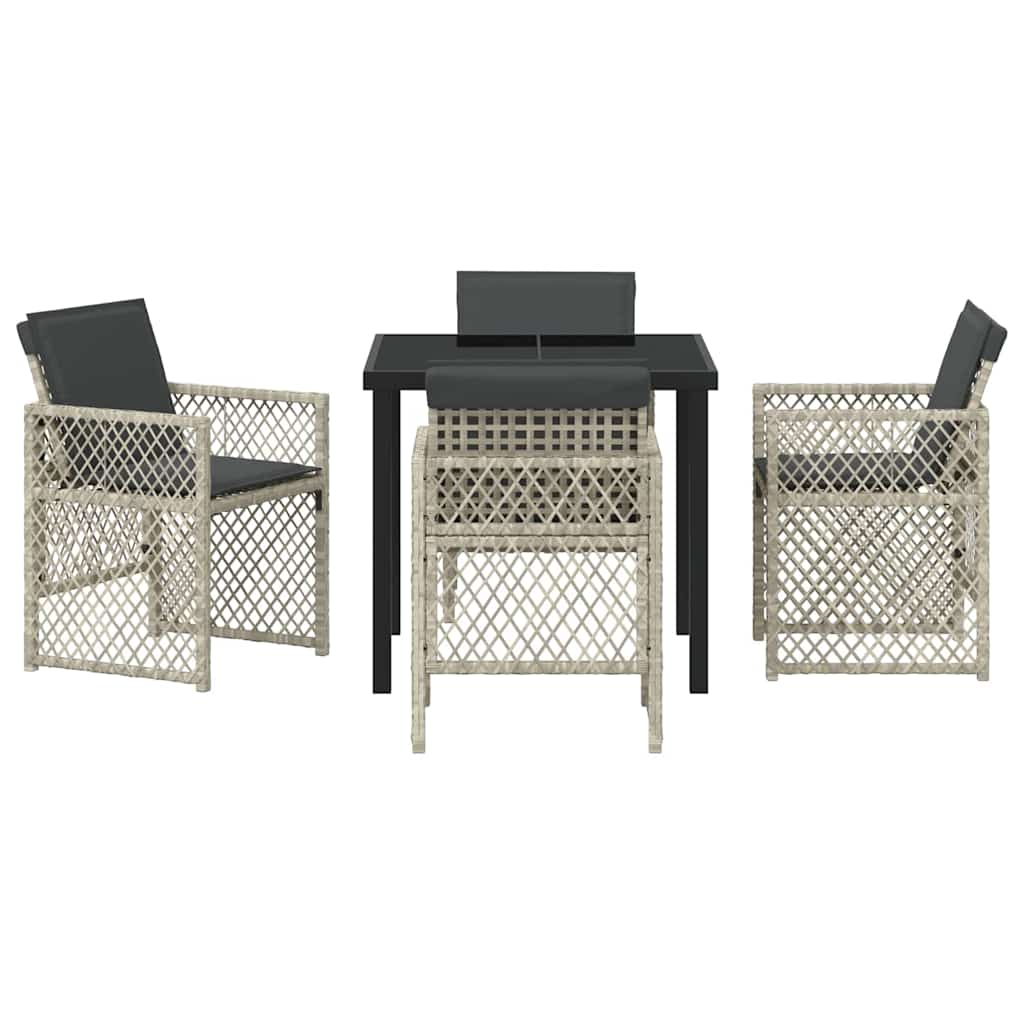 vidaXL Garten Essgruppe 5 pcs Hellgrau Poly-Rattan