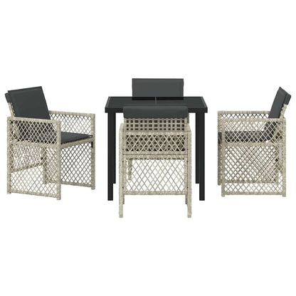 vidaXL Garten Essgruppe 5 pcs Hellgrau Poly-Rattan