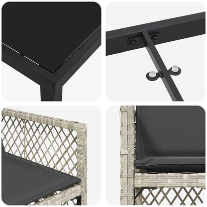 Garten Essgruppe 5 pcs Hellgrau Poly-Rattan