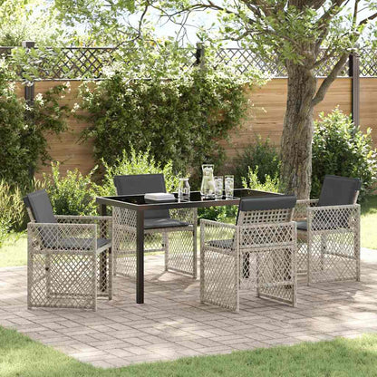 Garten Essgruppe 5 pcs Hellgrau Poly-Rattan