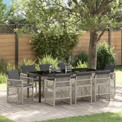 vidaXL Salon de jardin à dîner 9 pcs Gris clair Résine tressée