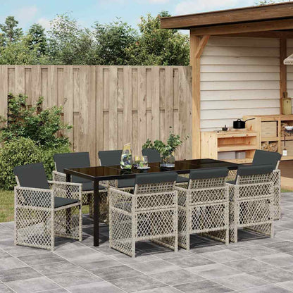 vidaXL Salon de jardin à dîner 9 pcs Gris clair Résine tressée