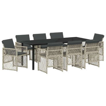 vidaXL Salon de jardin à dîner 9 pcs Gris clair Résine tressée