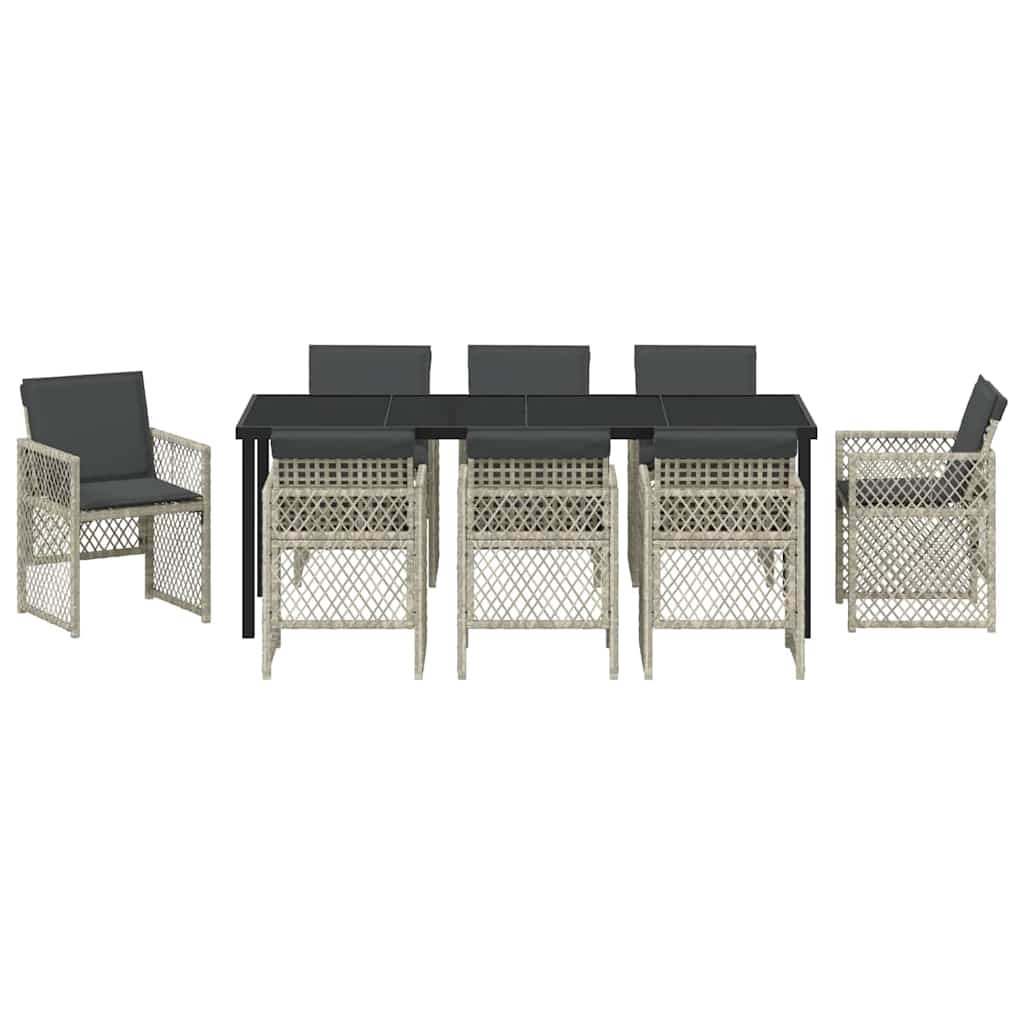 vidaXL Salon de jardin à dîner 9 pcs Gris clair Résine tressée