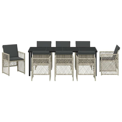 vidaXL Salon de jardin à dîner 9 pcs Gris clair Résine tressée