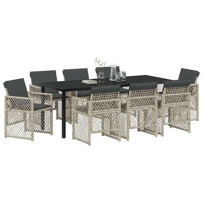 vidaXL Salon de jardin à dîner 9 pcs Gris clair Résine tressée