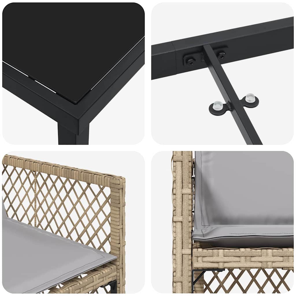 Garten Essgruppe 9 pcs Beige Poly-Rattan