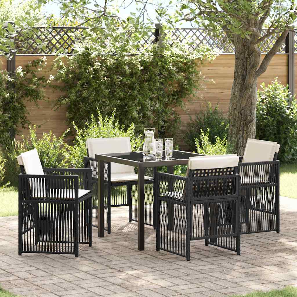 vidaXL Ensemble de salle à manger de jardin 5 pcs Acier enduit de poudre noir