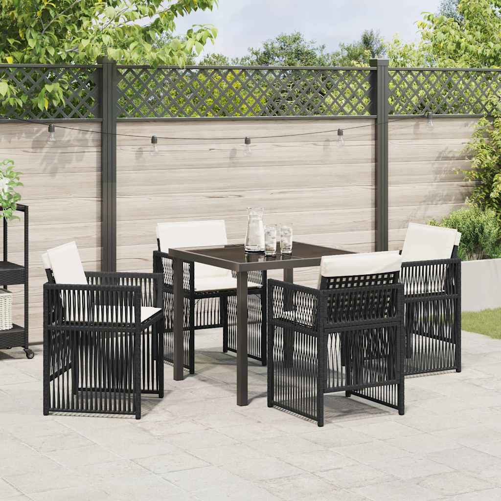 vidaXL Ensemble de salle à manger de jardin 5 pcs Acier enduit de poudre noir