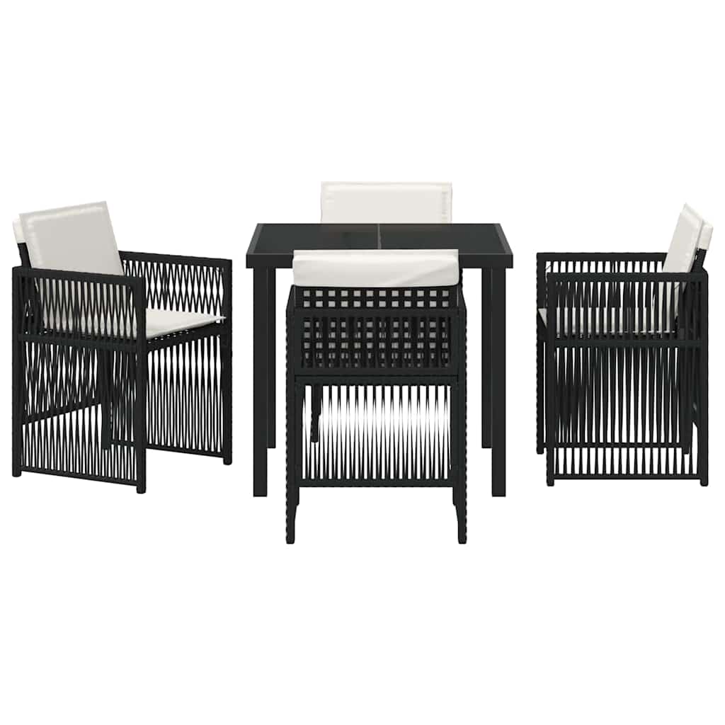 vidaXL Ensemble de salle à manger de jardin 5 pcs Acier enduit de poudre noir