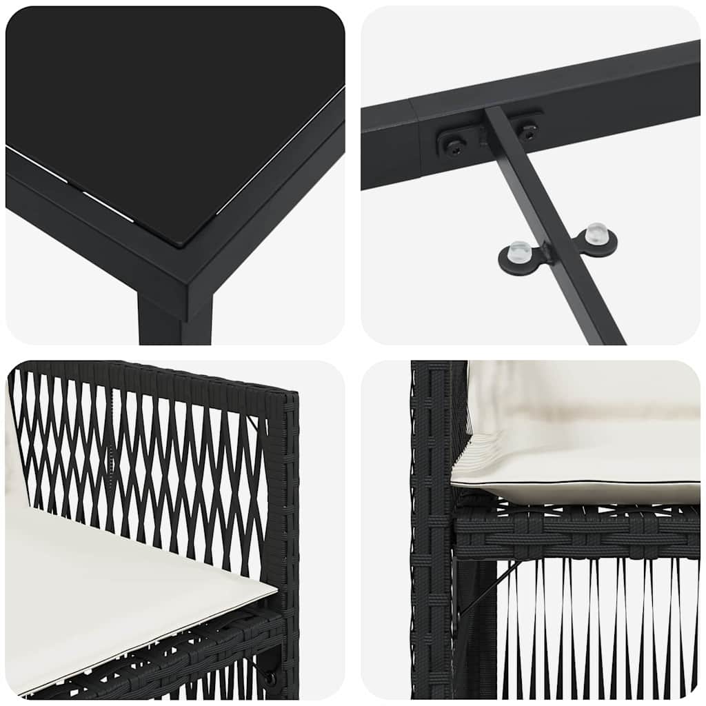 Garten Essgruppe 5 pcs Schwarz Pulverbeschichteter Stahl