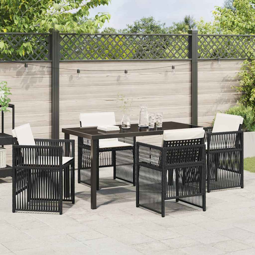 Garten Essgruppe 5 pcs Schwarz Pulverbeschichteter Stahl