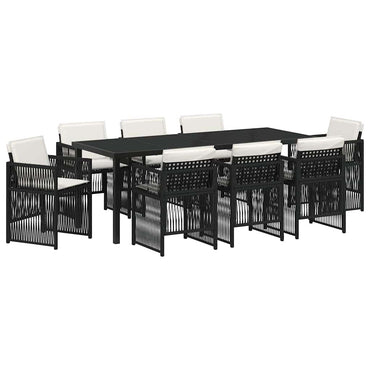 vidaXL Garten Essgruppe 9 pcs Schwarz Pulverbeschichteter Stahl