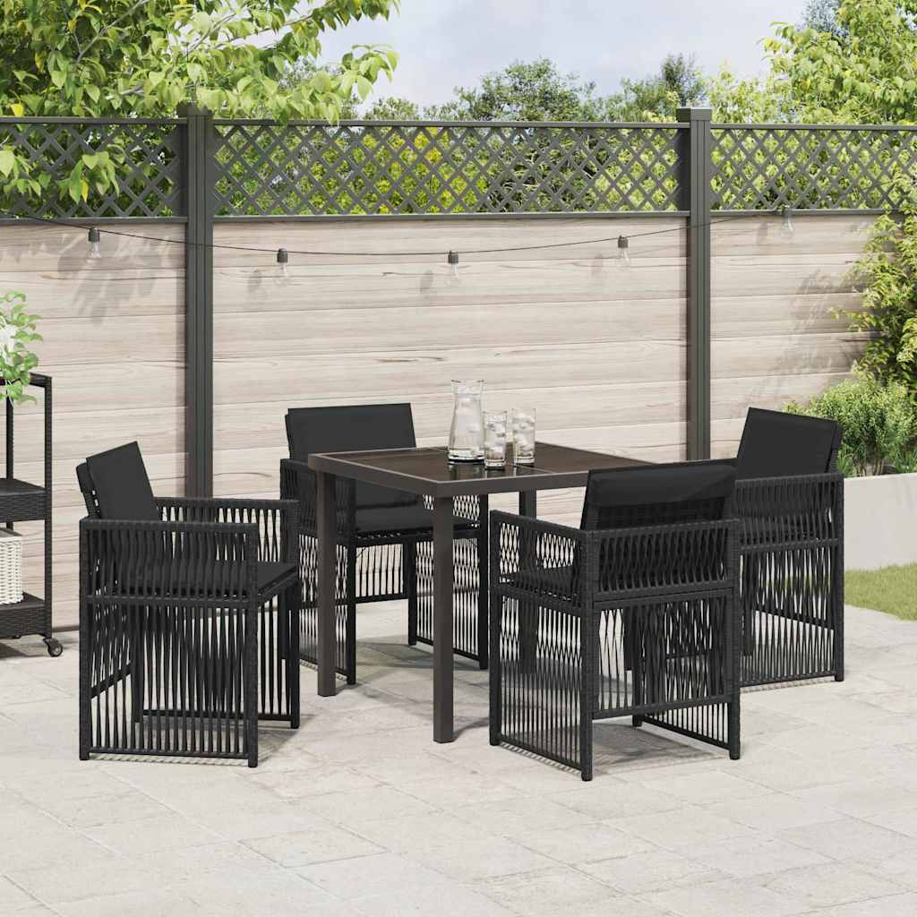 vidaXL Ensemble de salle à manger de jardin 5 pcs Acier enduit de poudre noir