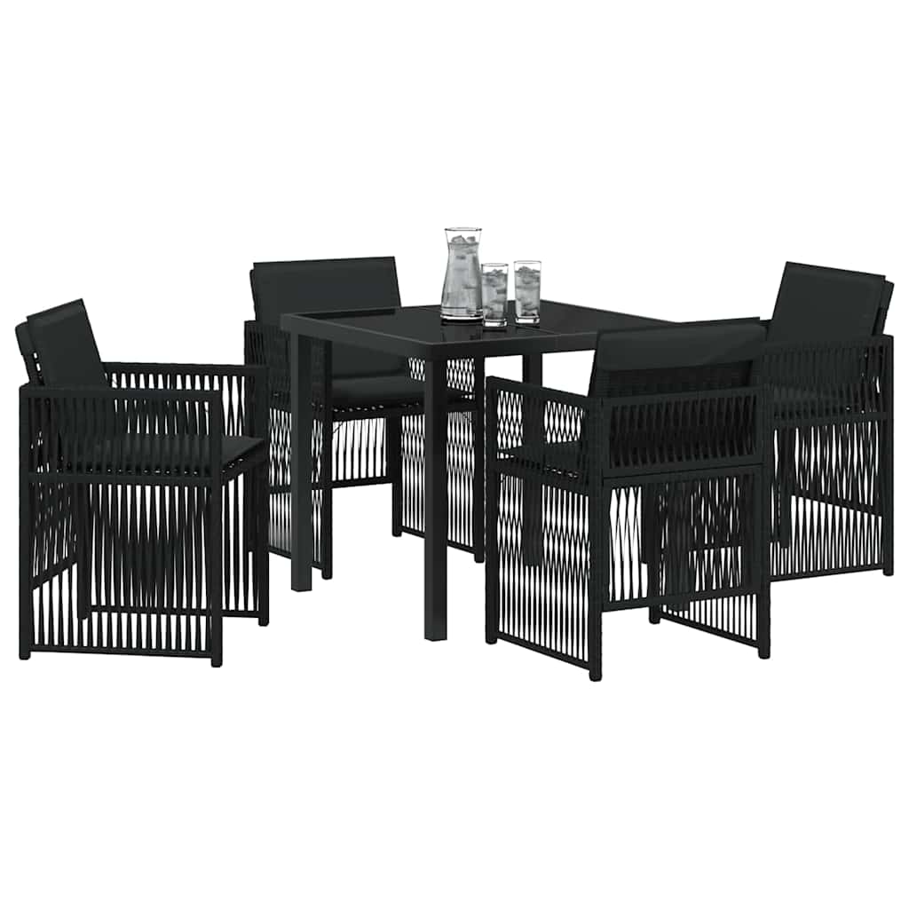 vidaXL Ensemble de salle à manger de jardin 5 pcs Acier enduit de poudre noir