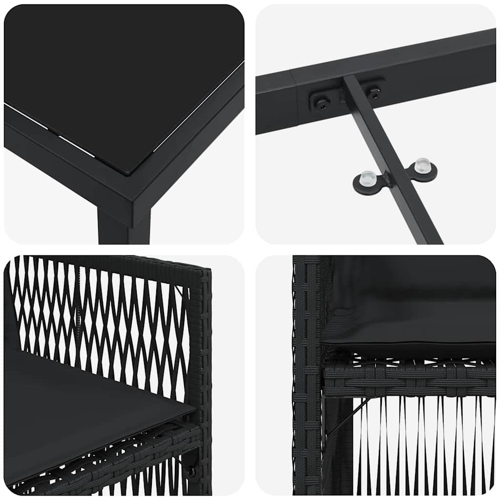 vidaXL Ensemble de salle à manger de jardin 5 pcs Acier enduit de poudre noir
