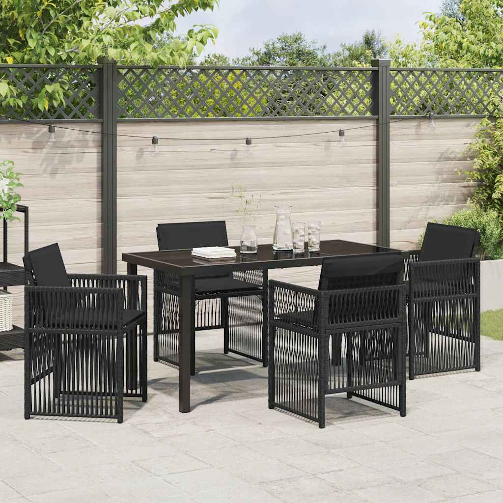 vidaXL Ensemble de salle à manger de jardin 5 pcs Acier enduit de poudre noir