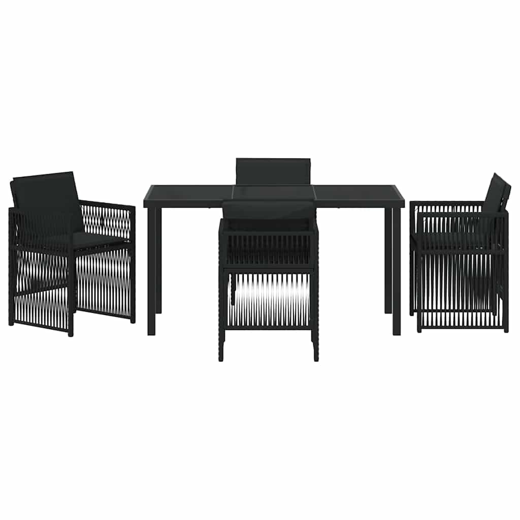 vidaXL Ensemble de salle à manger de jardin 5 pcs Acier enduit de poudre noir