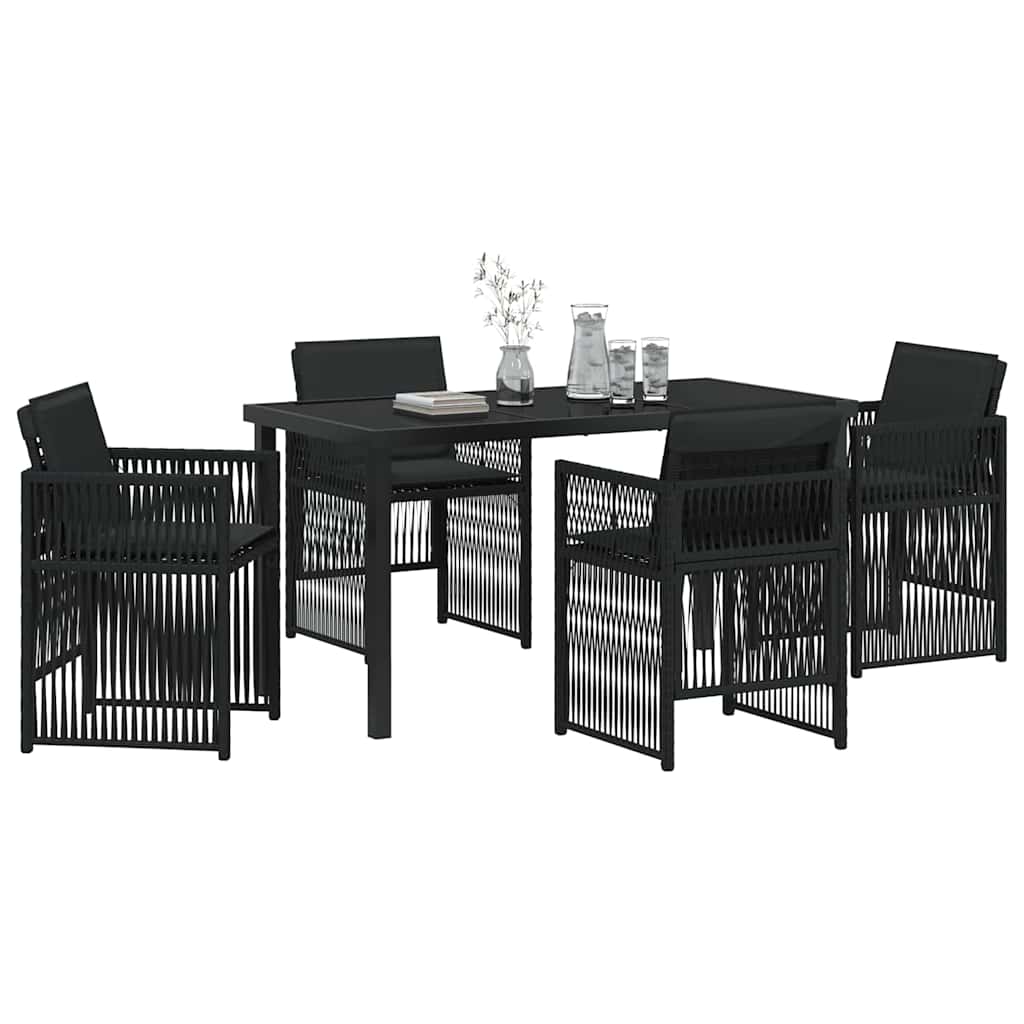 vidaXL Ensemble de salle à manger de jardin 5 pcs Acier enduit de poudre noir