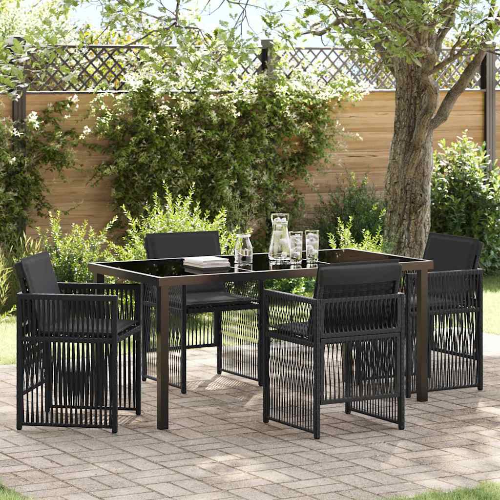 vidaXL Ensemble de salle à manger de jardin 5 pcs Acier enduit de poudre noir