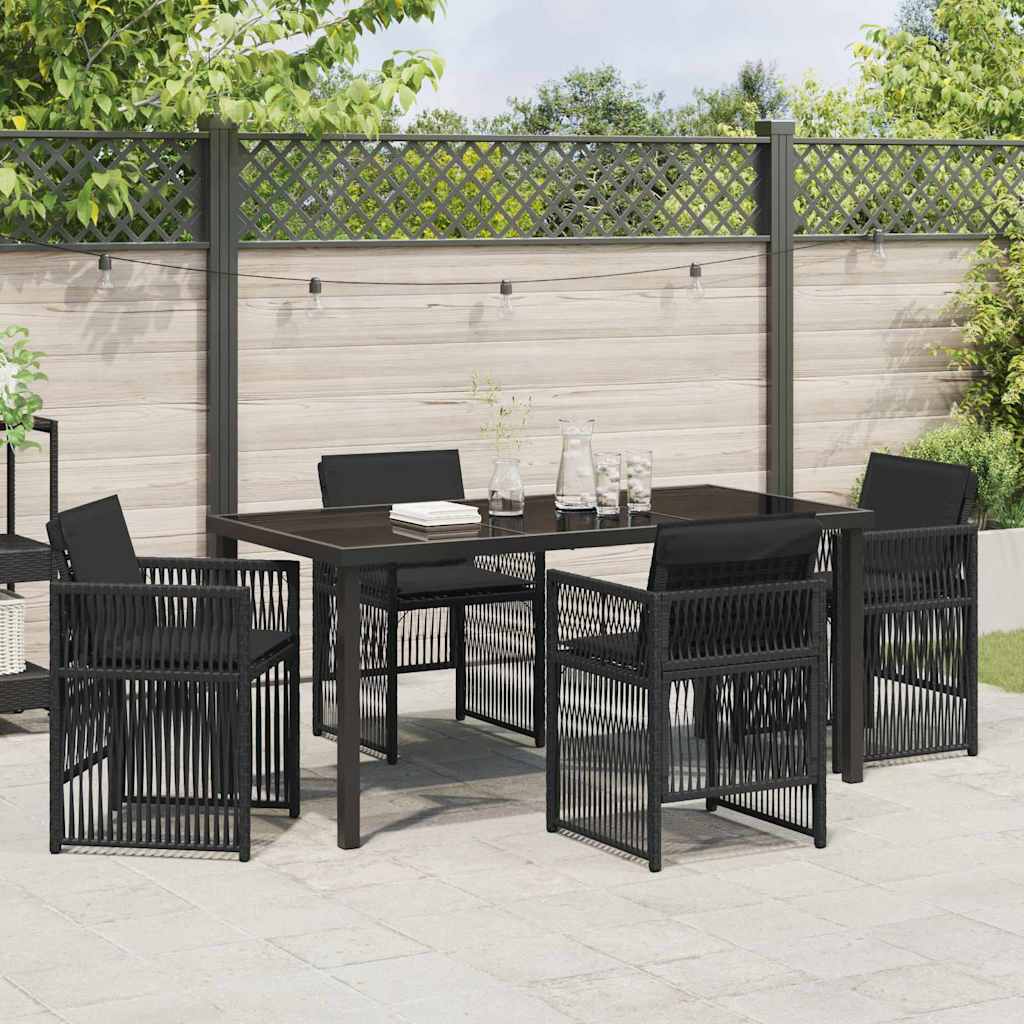 vidaXL Ensemble de salle à manger de jardin 5 pcs Acier enduit de poudre noir
