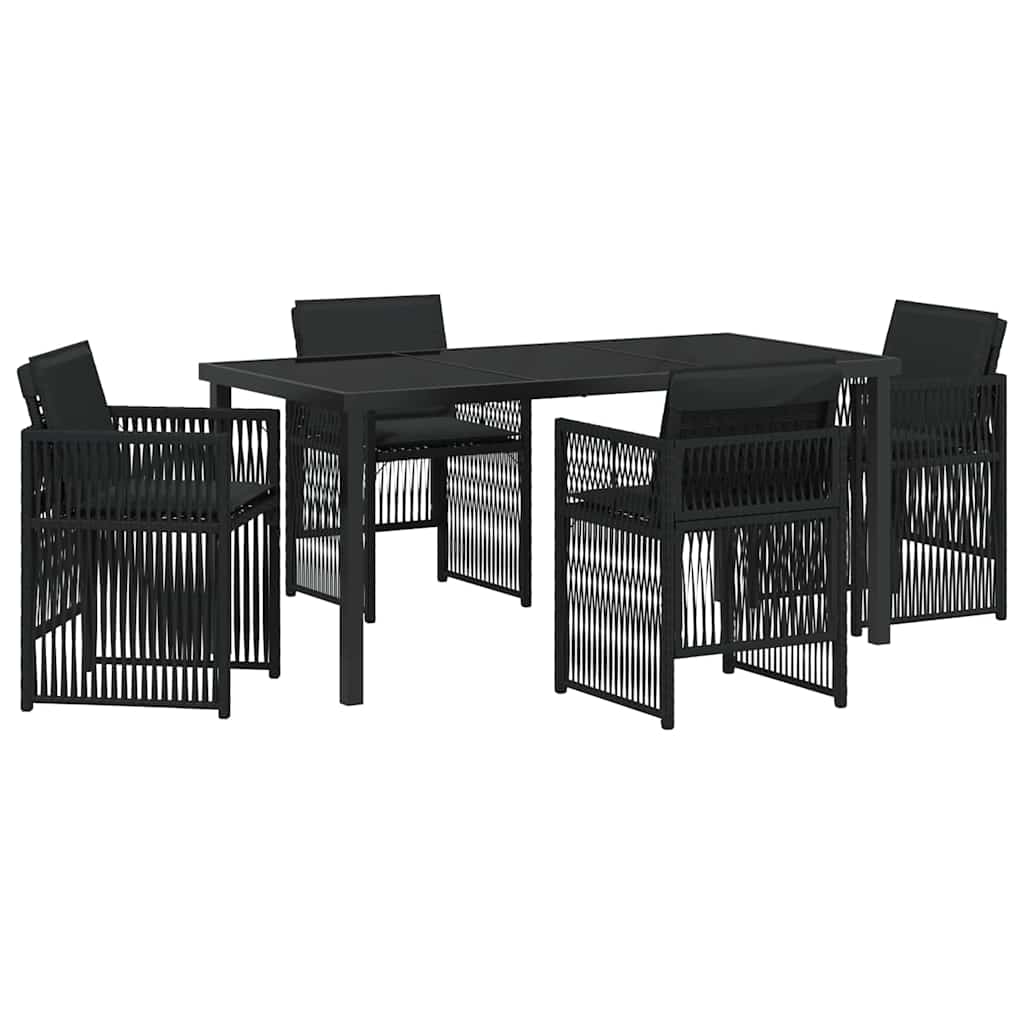 vidaXL Ensemble de salle à manger de jardin 5 pcs Acier enduit de poudre noir