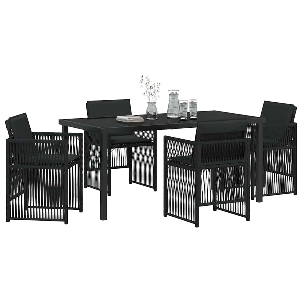 vidaXL Ensemble de salle à manger de jardin 5 pcs Acier enduit de poudre noir