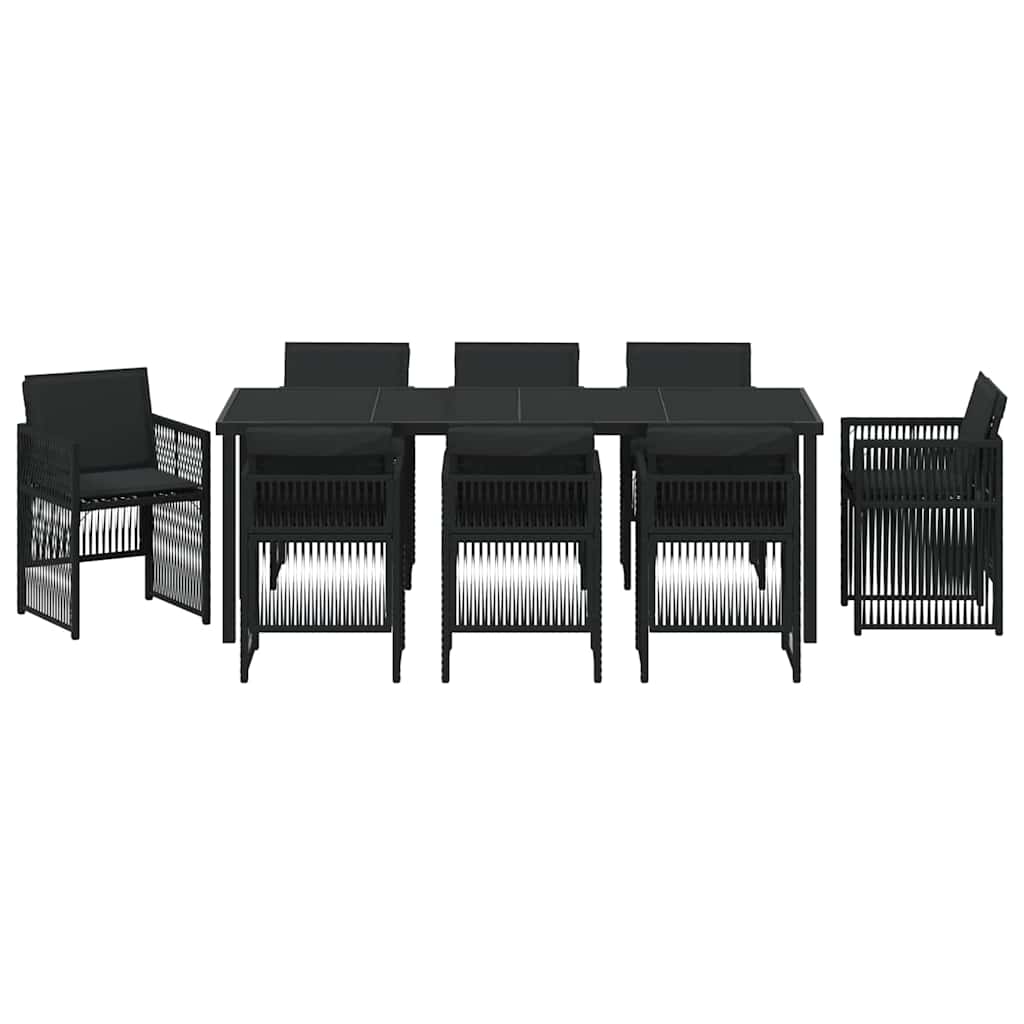 vidaXL Garten Essgruppe 9 pcs Schwarz Pulverbeschichteter Stahl