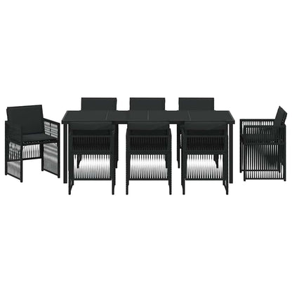vidaXL Garten Essgruppe 9 pcs Schwarz Pulverbeschichteter Stahl