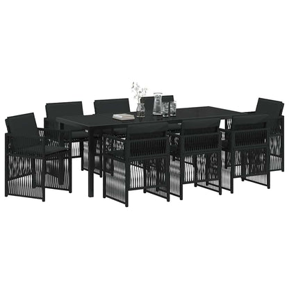 vidaXL Garten Essgruppe 9 pcs Schwarz Pulverbeschichteter Stahl